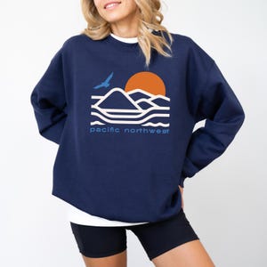 Pacific Northwest Vibe Crewneck Sweatshirt | Cozy Sweatshirt, Unisex Sweater, Nature Lover Gift, Camping Apparel, Outdoor Fashion