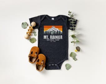 Mt. Rainier Baby Onesie - National Park Infant Bodysuit, Adventure Baby Outfit, Nature Lover Gift, PNW Mountain Baby Clothes, Baby Gift