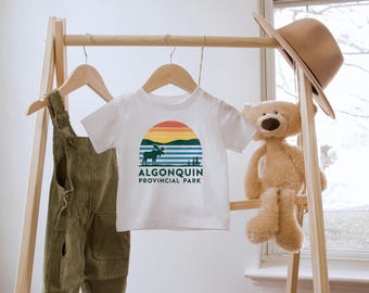 Algonquin Park Vintage Moose Toddler Tee, Nature Lover Shirt, Camping Outfit, Ontario Gift, Wildlife Camping Trip, Canada Souvenir