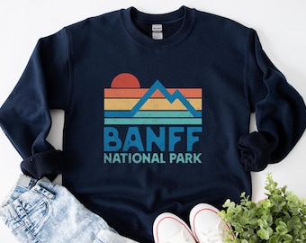 Vintage Banff National Park Sweatshirt Cozy Canadian Rockies Crewneck for Outdoor Enthusiasts & Nature Lovers Unisex Gift Bestsellers