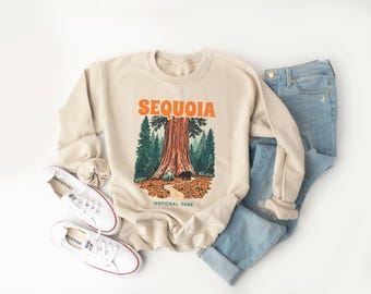 Sudadera con cuello redondo del Parque Nacional Sequoia – Ropa cómoda unisex inspirada en la naturaleza