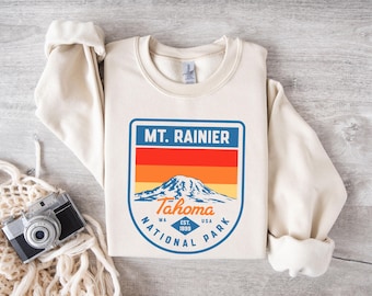 Mt. Rainier Nationalpark Rundhals-Sweatshirt, Outdoor-Bekleidung, Natur-Liebhaber-Geschenk, gemütliches Unisex-Sweatshirt, Abenteuerkleidung, Reisen