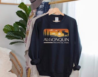 Algonquin Provincial Park Moose Vintage Crewneck Sweatshirt - Ontario Canada, Unisex Jumper, Gift for Nature Lovers, Wilderness Travel