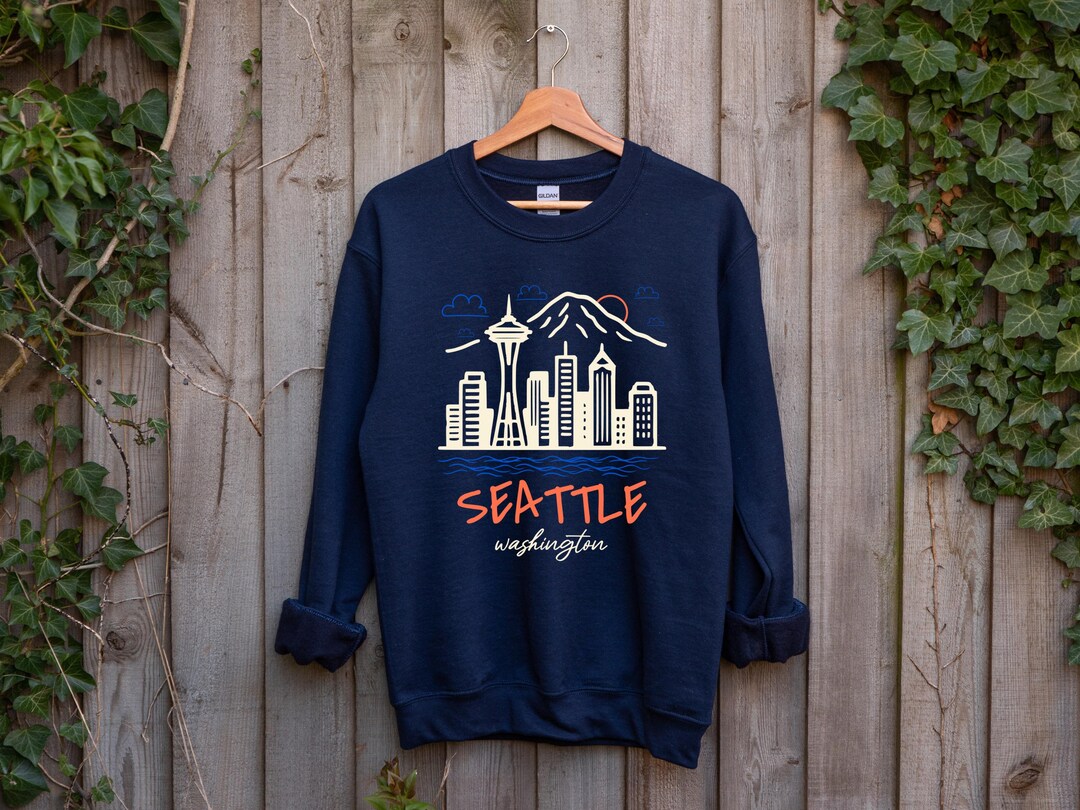Seattle Skyline Crewneck Sweatshirt - Washington State, PNW Apparel ...