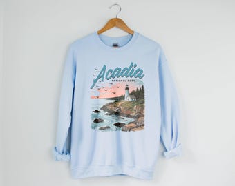 Acadia National Park Sweatshirt - Gemütlicher Vintage Nature Rundhalsausschnitt, Perfekt für Outdoor-Liebhaber, Geschenke für Reisende, Herbst Vibes, Naturliebhaber