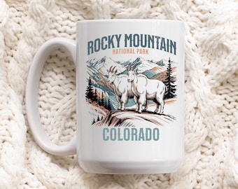 Taza de cerámica de las Montañas Rocosas: taza de café para amantes de la naturaleza, regalo para senderismo, taza de aventura, recuerdo de Colorado, bebida acogedora