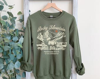 Vintage Rocky Mountain National Park Sweatshirt Retro Colorado Crewneck Pullover, 90s-Inspired National Park Gift, Mountain Adventure Gifts