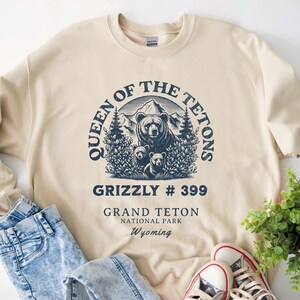 Queen of the Tetons Grizzly # 399 Sweatshirt Vintage Grand Teton National Park Hoodie Kuscheliger Wildtier-inspirierter Pullover für Naturliebhaber Unisex