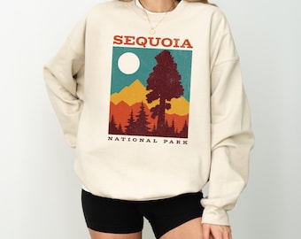 Sudadera del Parque Nacional Sequoia / Cuello redondo acogedor, estilo vintage, regalo para amantes de las actividades al aire libre, ropa de senderismo, ropa para amantes de la naturaleza