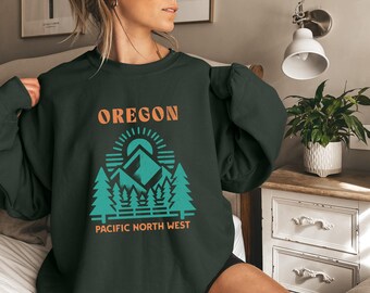 Oregon Pacific Northwest Sweatshirt Cozy Vintage-Inspired PNW Pullover for Nature and Adventure Lovers Washington, British Columbia Unisex
