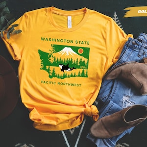 Washington State Pacific Northwest Adventure Tee, Unisex Shirt, Washington State Graphic T-Shirt, PNW Travel Shirt, Nature Lover Gift,
