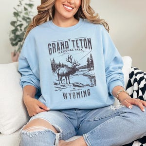 Grand Teton nationalpark-tröja, vintagevandring, grizzlybjörn, bergsbefolkningens Wyoming-berg, present till roadtrip, unisex bild 4