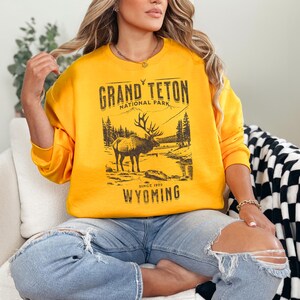 Grand Teton nationalpark-tröja, vintagevandring, grizzlybjörn, bergsbefolkningens Wyoming-berg, present till roadtrip, unisex bild 3