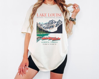 Lake Louise, Banff Nationalpark Komfort Farben T-Shirt, Vintage Park T-Shirt, Unisex Nationalpark Shirt, Naturliebhaber Geschenk, Kanada Souvenir