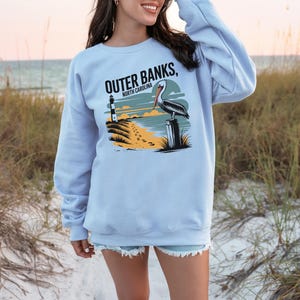 Outer Banks Sweatshirt | OBX Sweater | North Carolina Coast Apparel | Beach Lover Gift | Coastal Vacation Souvenir, Pelican Sweatshirt, Gift