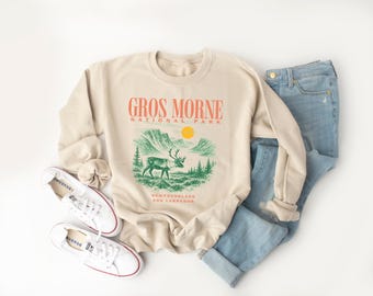 Gros Morne National Park  Caribou Scene Sweatshirt | Newfoundland Mountain Landscape Crewneck