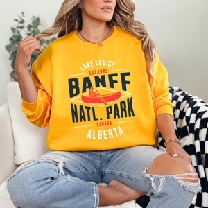 Sweat-shirt ras du cou du parc national Banff - cadeau douillet pour les amoureux de la nature, sweat-shirt unisexe, vêtements de voyage, vêtements d&#39;aventure en plein air