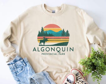 Camiseta vintage de Canadá / Sudadera con capucha del parque provincial Algonquin / Sudadera de Ontario, camiseta para actividades al aire libre, camiseta para viajes por carretera, ropa para acampar, autocaravana unisex