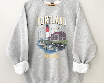 Portland Maine-tröja | Maine-kläder | New England-tröja | Semestersouvenir | Gåva till Maine-älskare, vintage östkust unisex