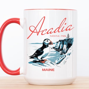 Acadia National Park Puffin Lover Coffee Mug, Gift for Hikers, New England Souvenir, National Park Mug, Acadia Maine Souvenir, Camping Cup