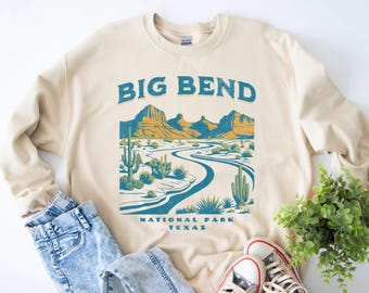 Retro Big Bend National Park Sweatshirt Graphic Pullover, National Park Gift, Adventure Hoodie, Cozy Outdoor Apparel, Texas, Lone Star Gifts