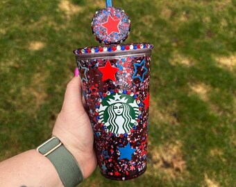 16 oz Starbucks Snow Globe Tumbler | USA Themed | Gift