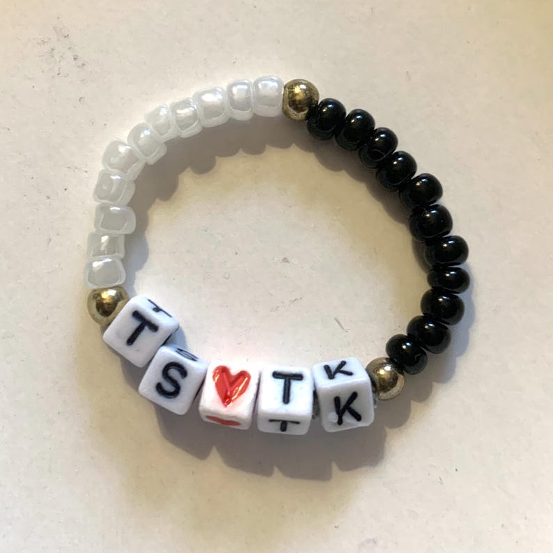 Swiftie Doll Friendship Bracelets for 18 inch dolls such as American Girl Dolls: Showgirl, T+S, Swiftie, Eras, TS <3 TK, TTPD | stretch cord TS <3 TK bracelet