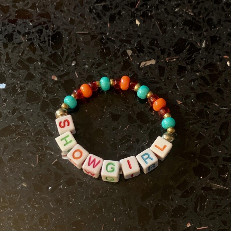 Swiftie Doll Friendship Bracelets for 18 inch dolls such as American Girl Dolls: Showgirl, T+S, Swiftie, Eras, TS <3 TK, TTPD | stretch cord SHOWGIRL bracelet
