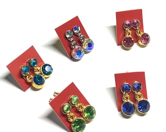 Birthstone Crystal Dangle Earrings | Birthstone Crystals with Studs for 18 inch Doll: American Girl, Our Generation, My Life | various color