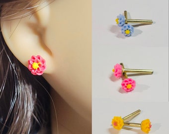 Fashion Flower Studs | Earring Posts for 18 inch Dolls: American Girl Doll, Our Generation, My Life | fit 2 mm holes | many colors to choose