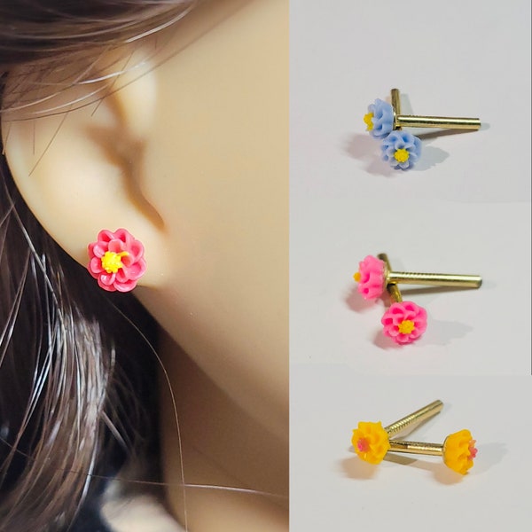 Fashion Flower Studs | Earring Posts for 18 inch Dolls: American Girl Doll, Our Generation, My Life | fit 2 mm holes | many colors to choose