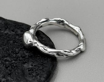 Abstract Sculpted Band, Handmade Sterling Silver Unisex Ring for men and woman ,