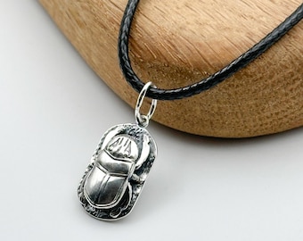Scarab Pendant Egyptian Beetle Pendant Sterling Silver Double Side Scarab Egypt Jewelry Egypt Amulets Egyptian Symbols Hieroglyph Jewelry