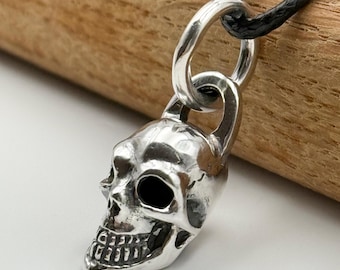 Sterling Silver Skull Pendant | Gothic Y2K Charm, Handmade Jewelry