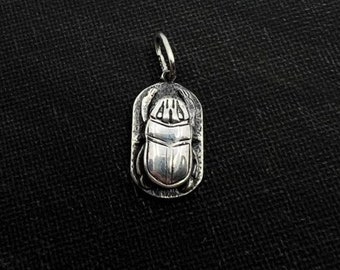 Scarab Pendant Egyptian Beetle Pendant Sterling Silver Double Side Scarab Egypt Jewelry Egypt Amulets Egyptian Symbols Hieroglyph Jewelry