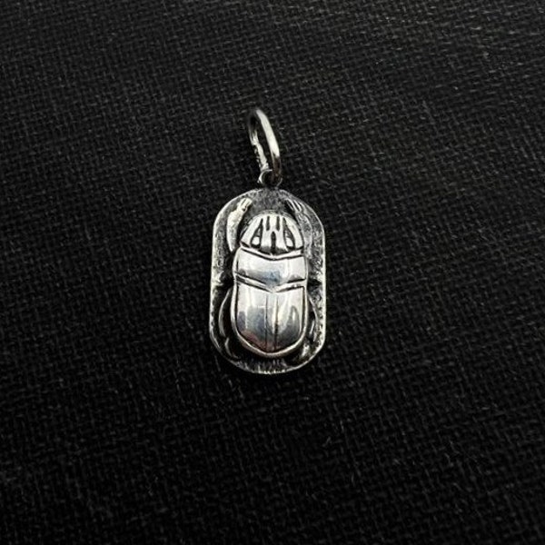 Skarabäus Anhänger Ägyptischer Käfer Anhänger Sterling Silber Double Side Skarabäus Ägypten Schmuck Ägypten Amulette Ägyptische Symbole Hieroglyphen Schmuck