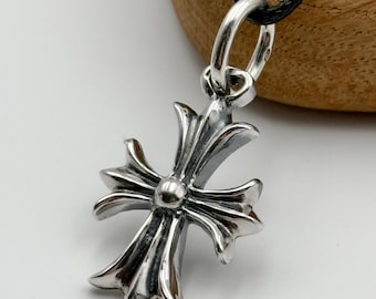 CH Style Gothic Cross Pendant | 925 Sterling Silver Y2K Necklace | Unisex Biker Punk Jewelry