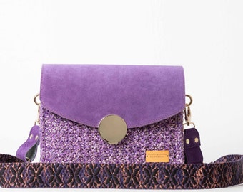 Exclusive, crochet bag, Shoulder bag, handmade in Sweden, Kungberg, Chic, purse, elegant bags, women bag, tote bag, Stockholm - purple
