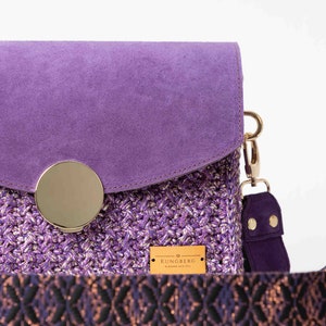 Exclusive, crochet bag, Shoulder bag, handmade in Sweden, Kungberg, Chic, purse, elegant bags, women bag, tote bag, Stockholm purple image 5