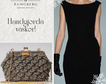 Exclusive, crochet bag, Shoulder bag, handmade in Sweden, Kungberg, Chic, purse, elegant bags, momen bag, tote bag, Mariefred - Black