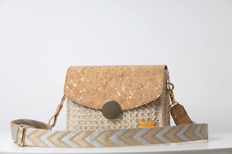 Exclusive, crochet bag, Shoulder bag, handmade in Sweden, Kungberg, Chic, purse, elegant bag, women bag, tote bag, Stockholm gold, elegand image 1