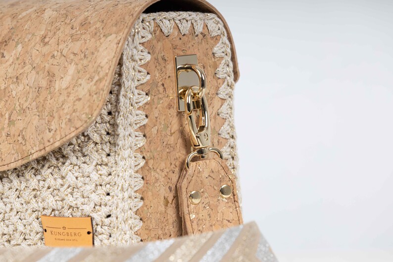 Exclusive, crochet bag, Shoulder bag, handmade in Sweden, Kungberg, Chic, purse, elegant bag, women bag, tote bag, Stockholm gold, elegand image 5