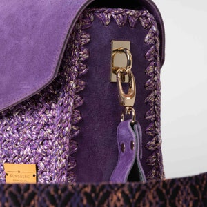 Exclusive, crochet bag, Shoulder bag, handmade in Sweden, Kungberg, Chic, purse, elegant bags, women bag, tote bag, Stockholm purple image 3