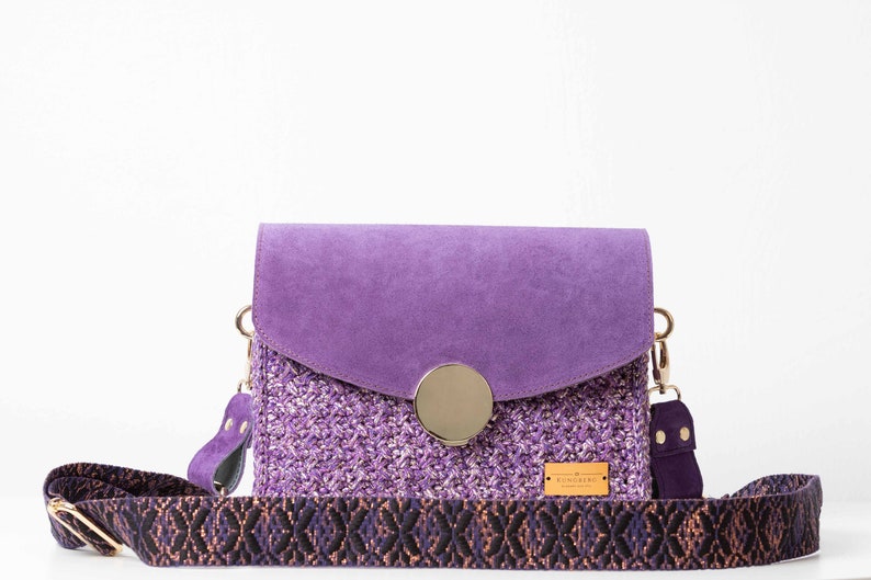 Exclusive, crochet bag, Shoulder bag, handmade in Sweden, Kungberg, Chic, purse, elegant bags, women bag, tote bag, Stockholm purple image 1