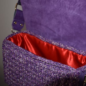 Exclusive, crochet bag, Shoulder bag, handmade in Sweden, Kungberg, Chic, purse, elegant bags, women bag, tote bag, Stockholm purple image 6