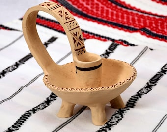 Rushlight, Candle Holder ,Cucuteni-Tripolie(Ukraine,Republic of Moldova),Romanian Folk Art, Handmade Pottery, Clay , Neolithic