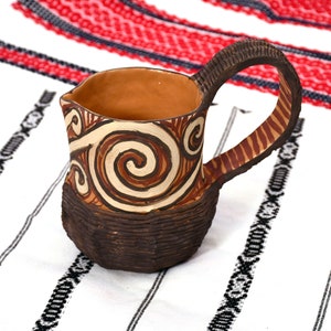 Mug, Cucuteni-Tripolie(Romania, Ukraine,Republic of Moldova), Romanian Folk Art, Handmade Pottery, Clay, Neolithic, Decorative Mug