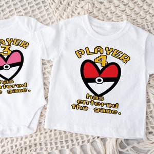 Poke Player 3 or 4 Custom Entered the Game SUPER SOFT Baby ONESIE ® by Gerber® Bodysuit Baby Shower Gift Kids Gamer Shirt Nerd Parents