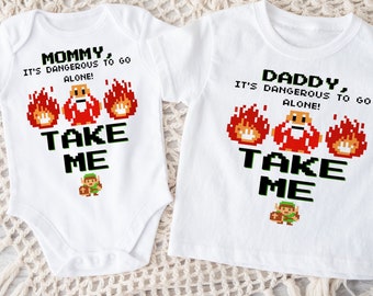 Zelda old School CUSTOM TAke This Mom or Dad Gamer Baby Toddler Onesie® Bodysuit Nerd Parent Baby Shower Gift Mothers Fathers Day Gift