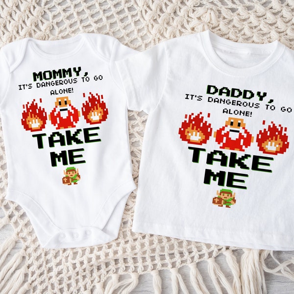 Zelda old School CUSTOM TAke This Mom or Dad Gamer Baby Toddler Onesie® Bodysuit Nerd Parent Baby Shower Gift Mothers Fathers Day Gift